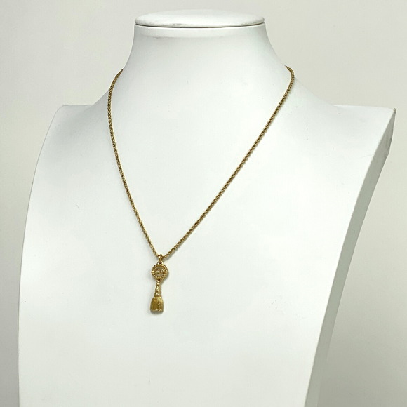 Christian Dior Logo Design Necklace CD Pendant GP Gold - Picture 4 of 4